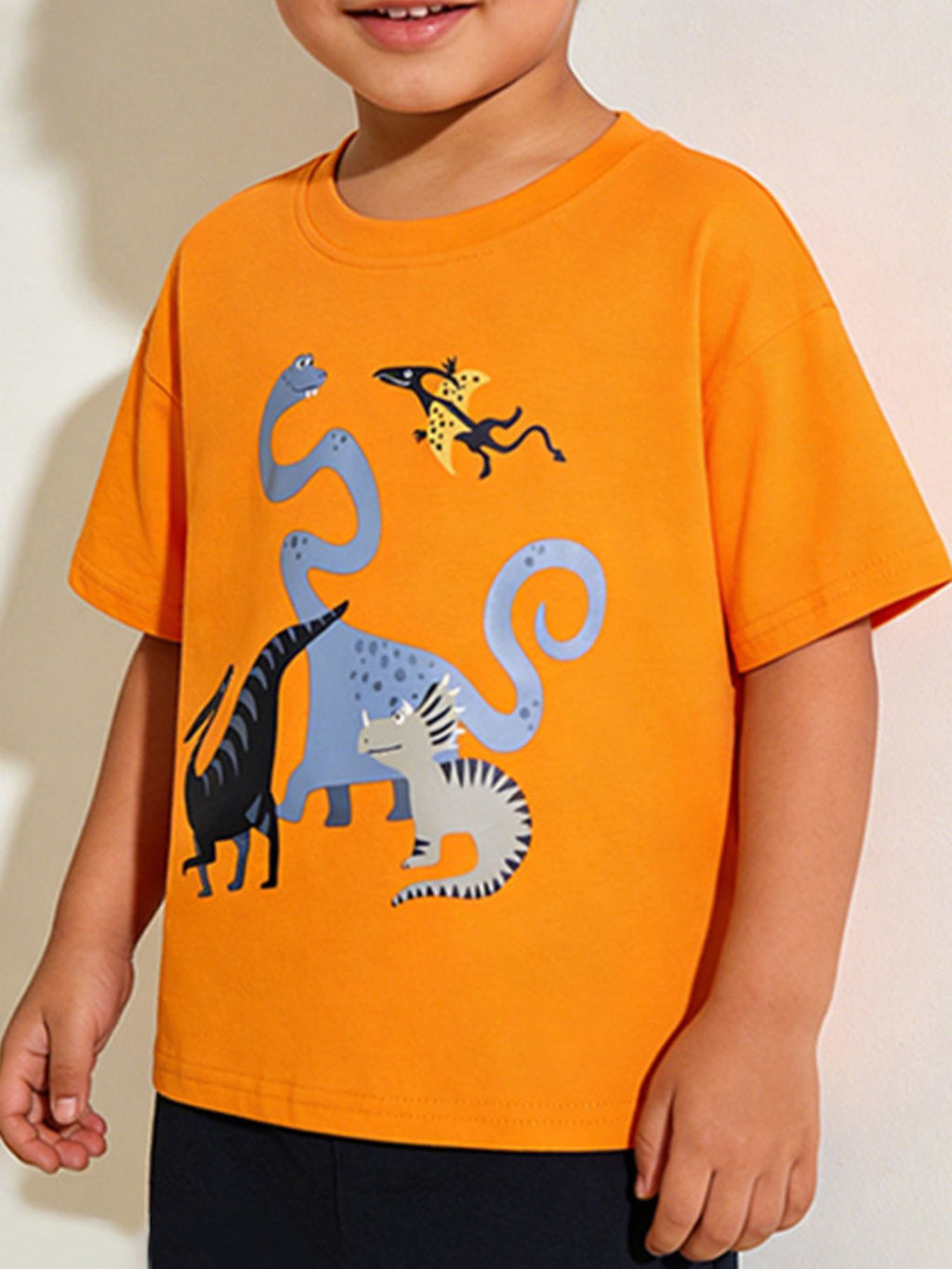 Children's Dinosaur Round Neck Short Sleeve T-Shirt