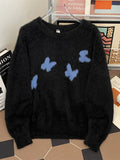 Men's Plus Size Fluffy Butterfly Round Neck Sweater