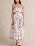 Floral Strapless Ruffle Dress