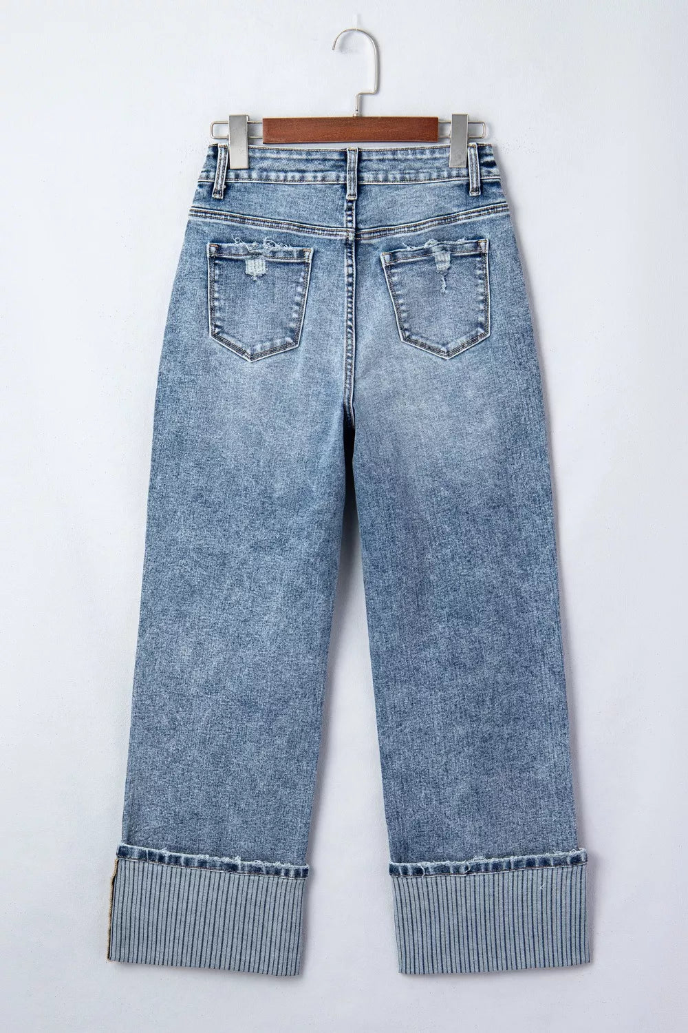 Cuffed Straight Loose Jeans