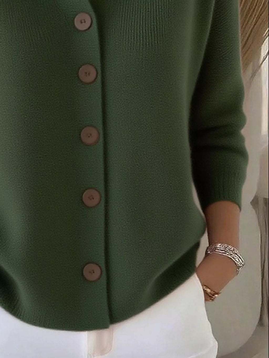 Full Size Button-Down Knit Cardigan Plus Size