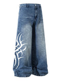 Men's Washed Wide Leg Graphic Jeans