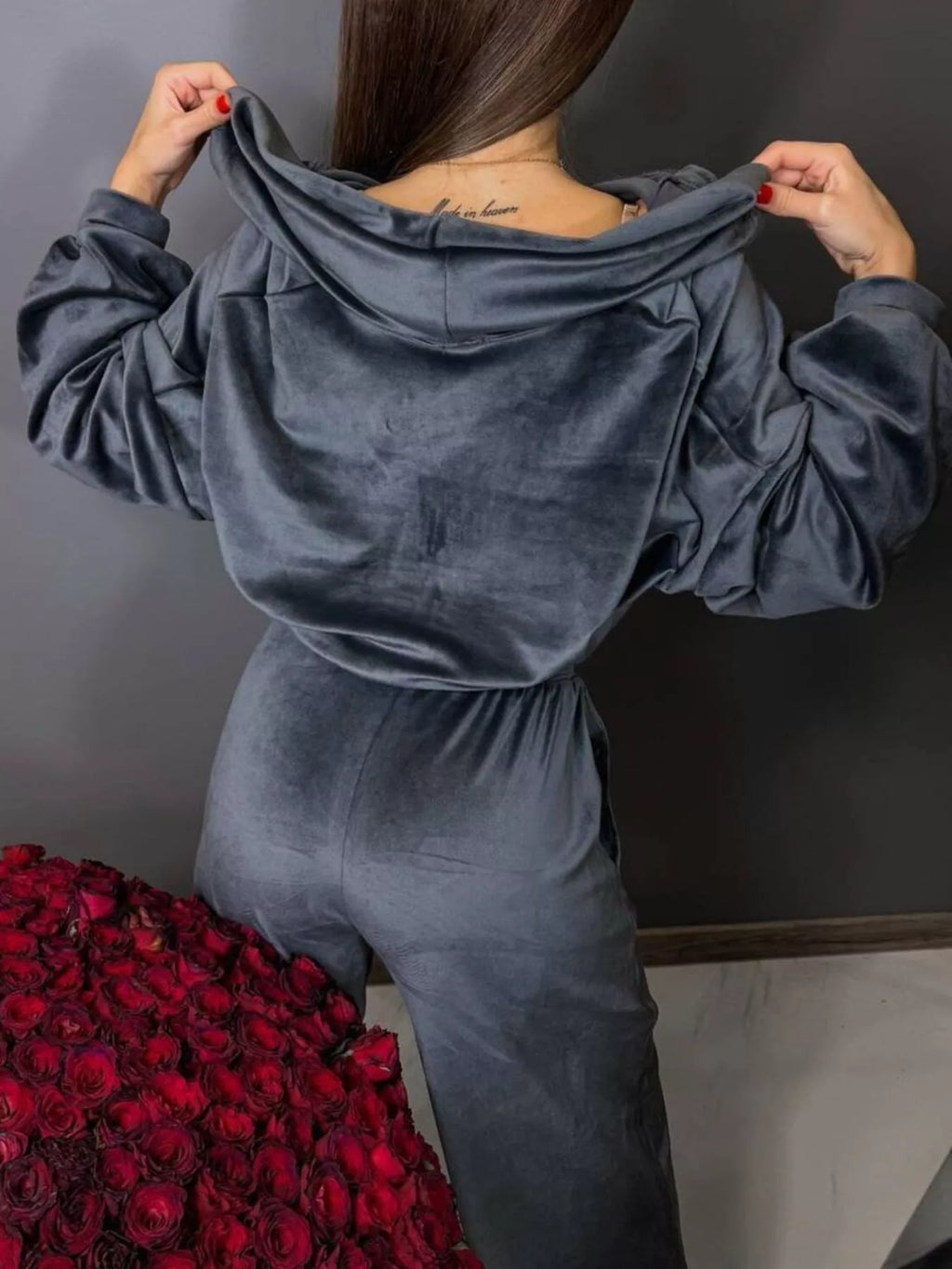 Zip Up Cropped Outerwear and Pants Set