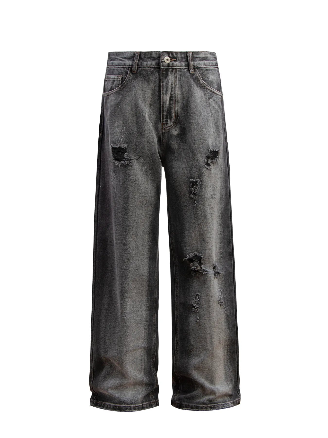 Men's Distressed Wide-Leg Jeans