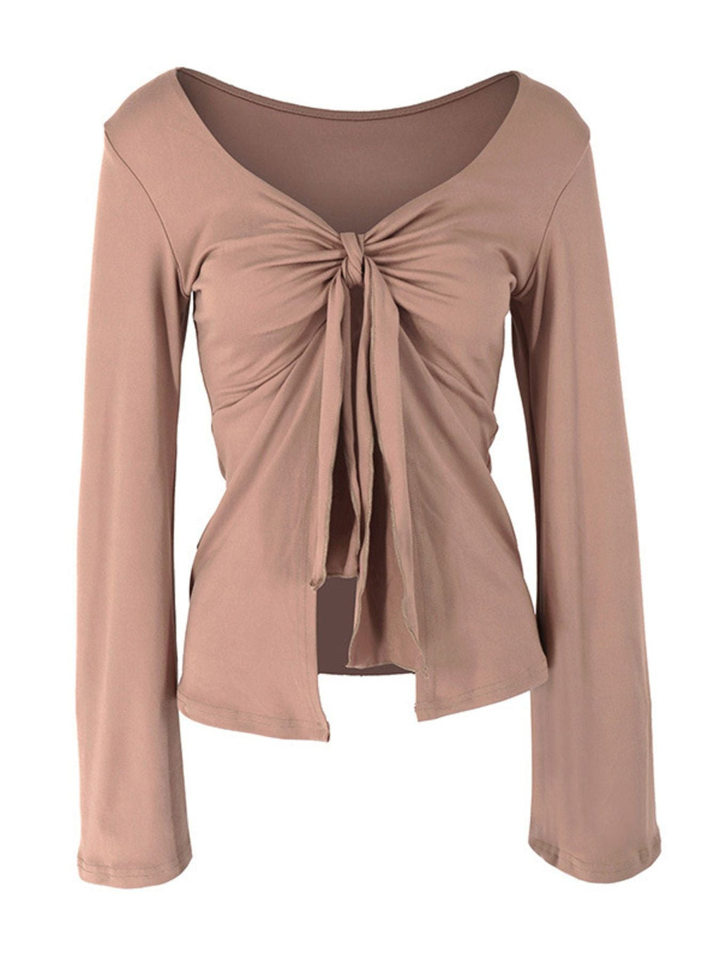 Tie-Front Long Sleeve T-Shirt