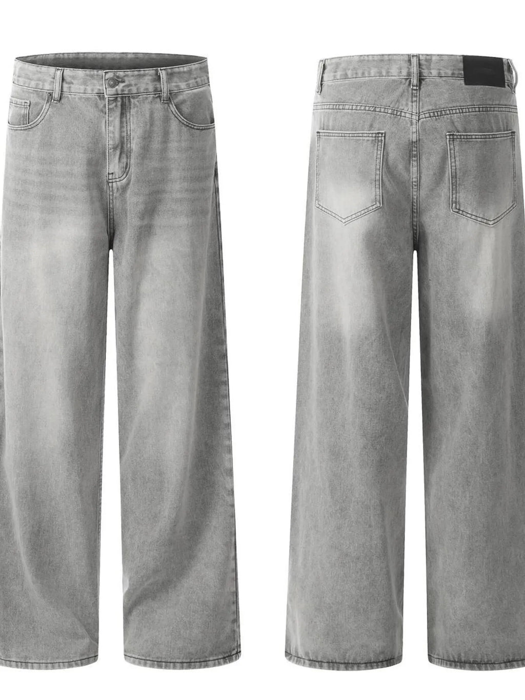 Men's High-Rise Wide Leg Washed Jeans