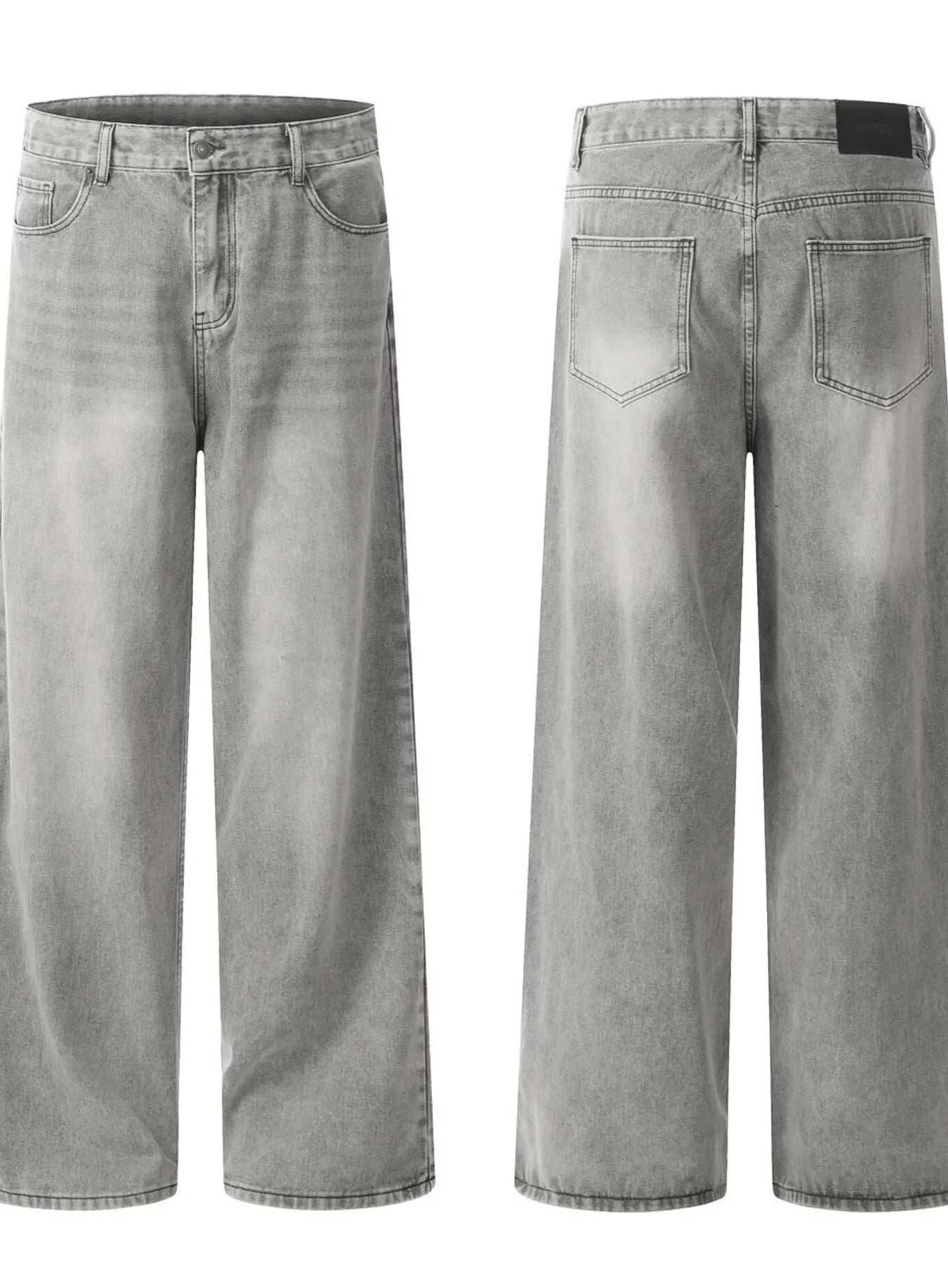 Men's High-Rise Wide Leg Washed Jeans