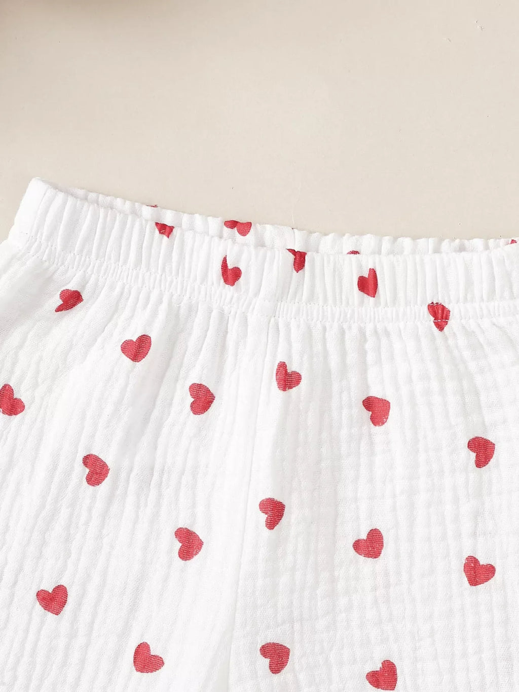 Children's Heart Print Top and Flare Pants with Headband