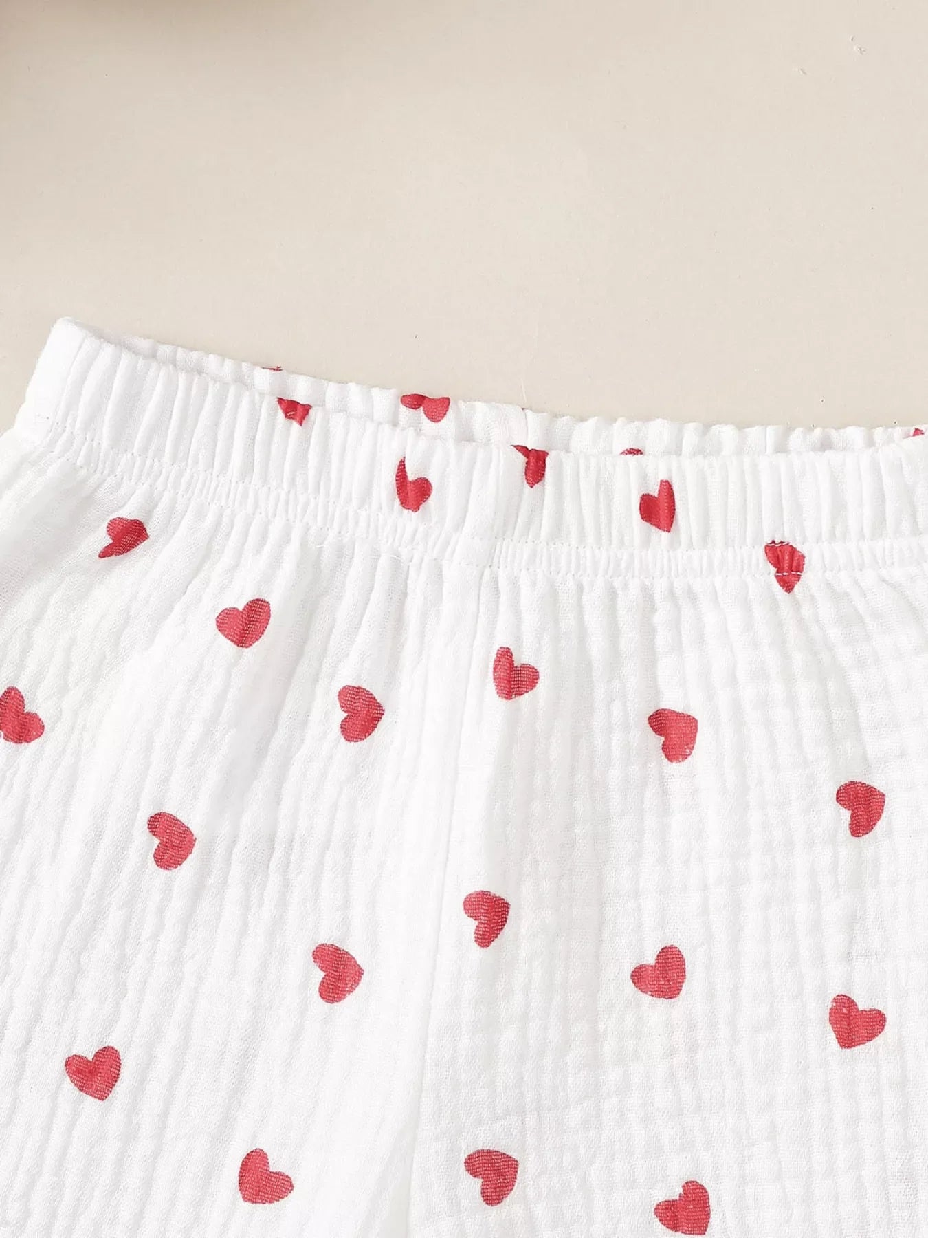Children's Heart Print Top and Flare Pants with Headband