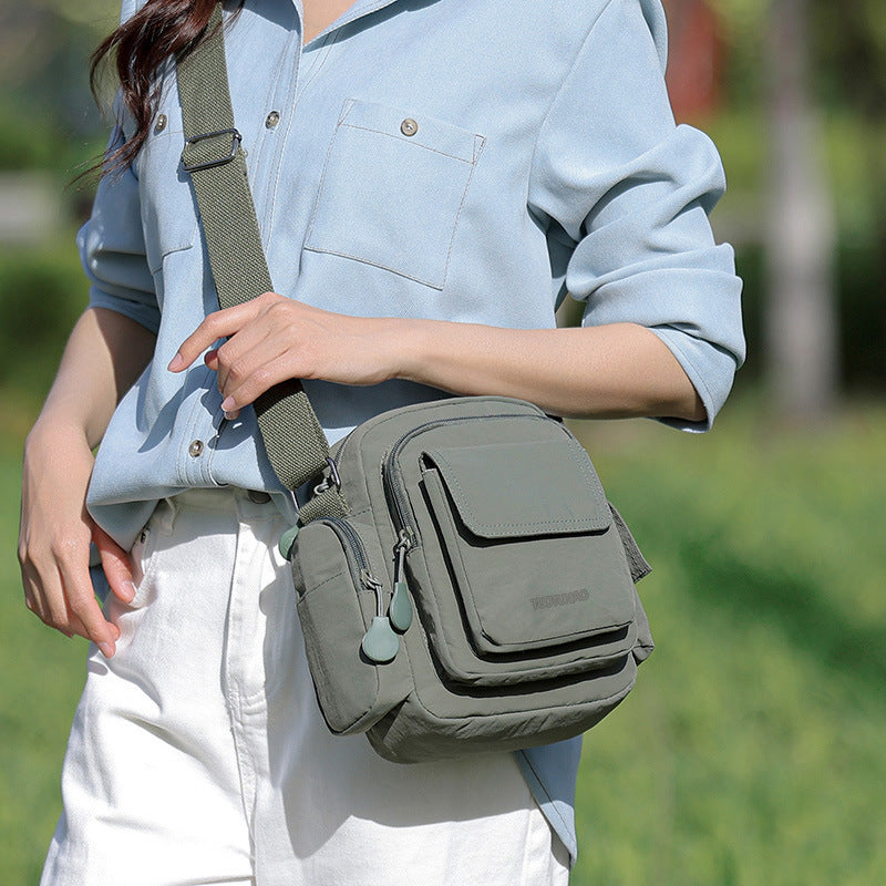 Multi-Pocket Lightweight Nylon Crossbody Bag