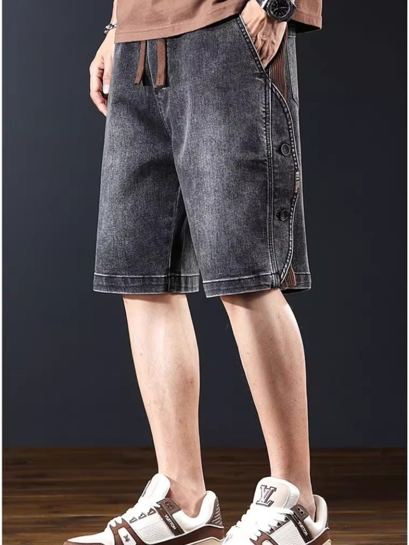 Men's Plus Size Wide Leg Denim Shorts