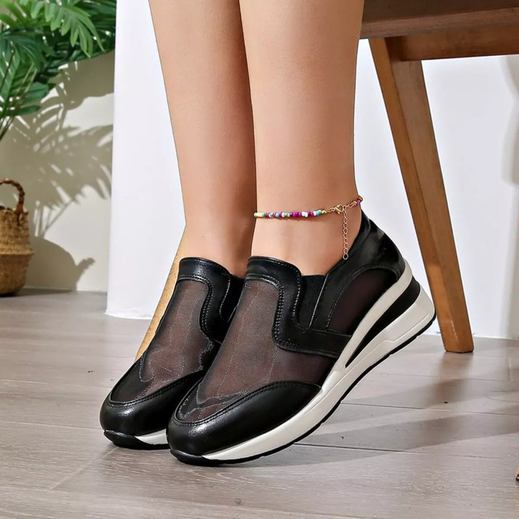 Round Toe Wedge Sneakers
