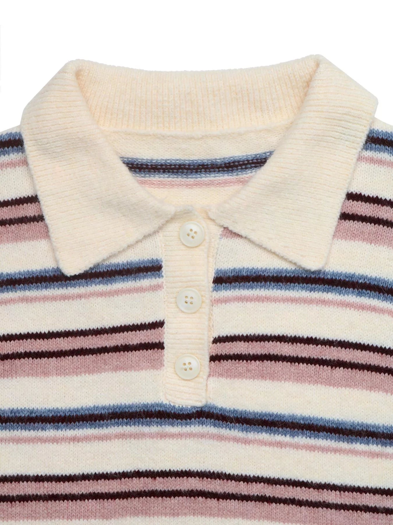 Striped Polo Collar Sweater