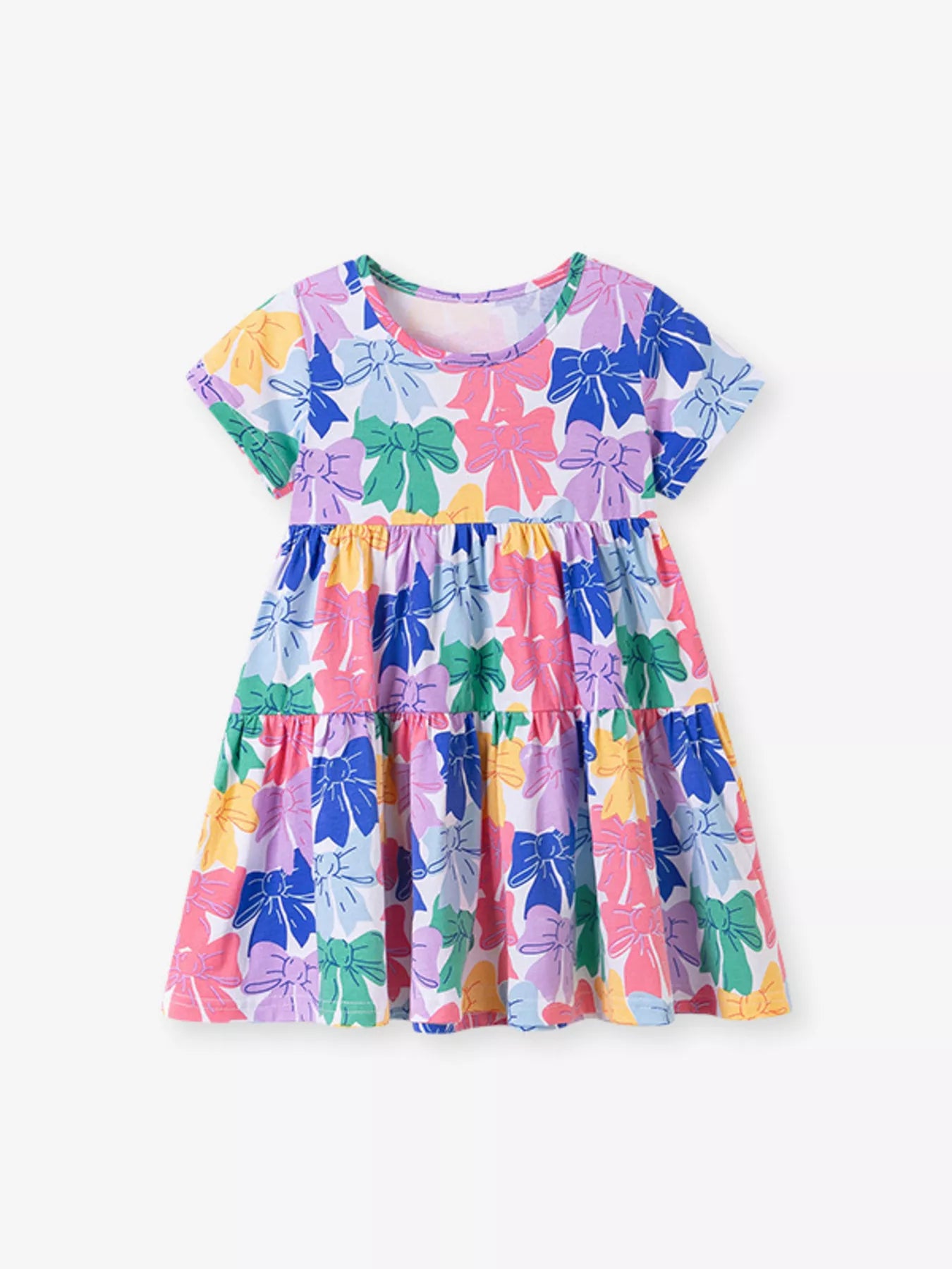 Children's Bow Print Tiered Dress