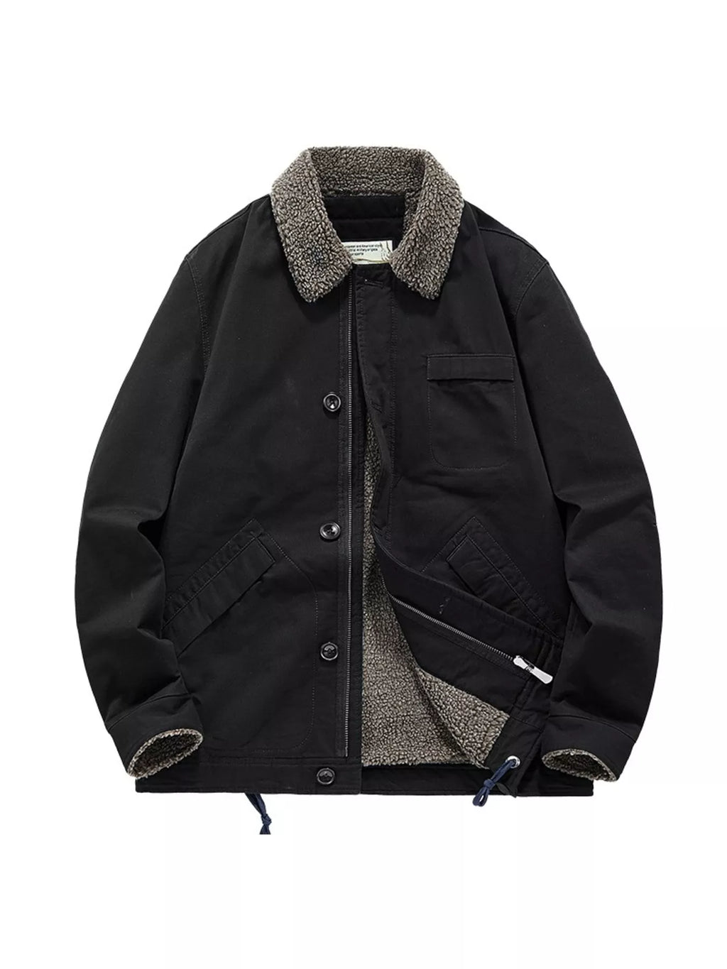 Men's Plus Size Sherpa Collar Button Up Jacket
