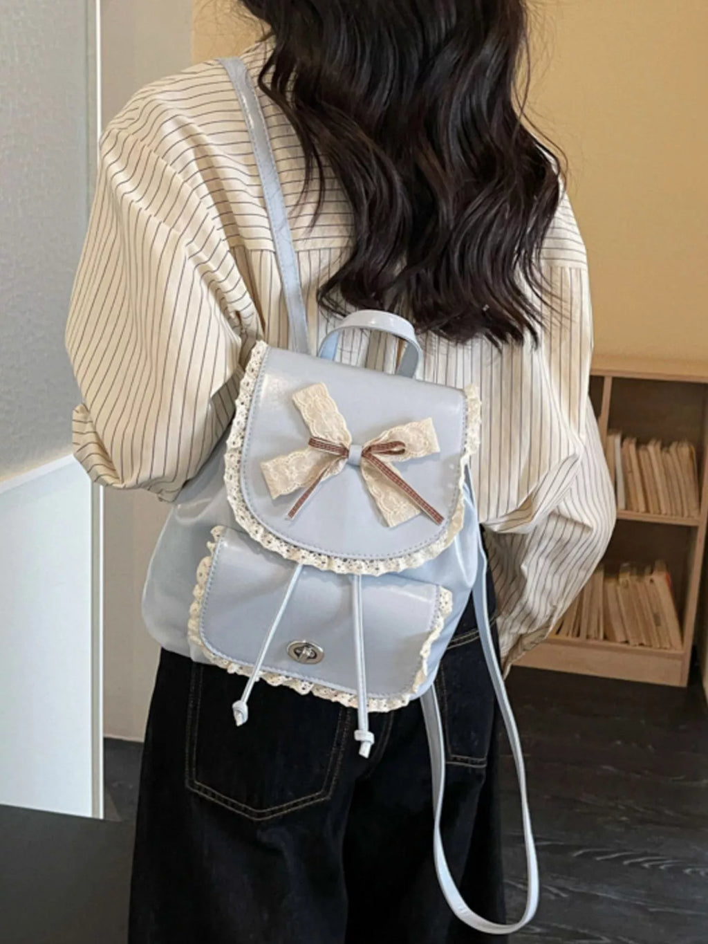 Lace Bowknot Decor Backpack Bag