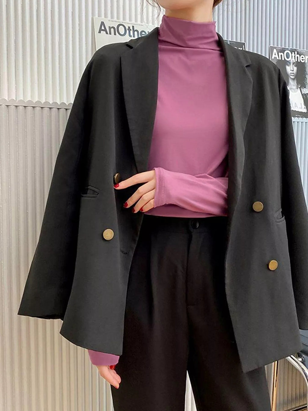 Solid Color Turtleneck Long Sleeve T-Shirt