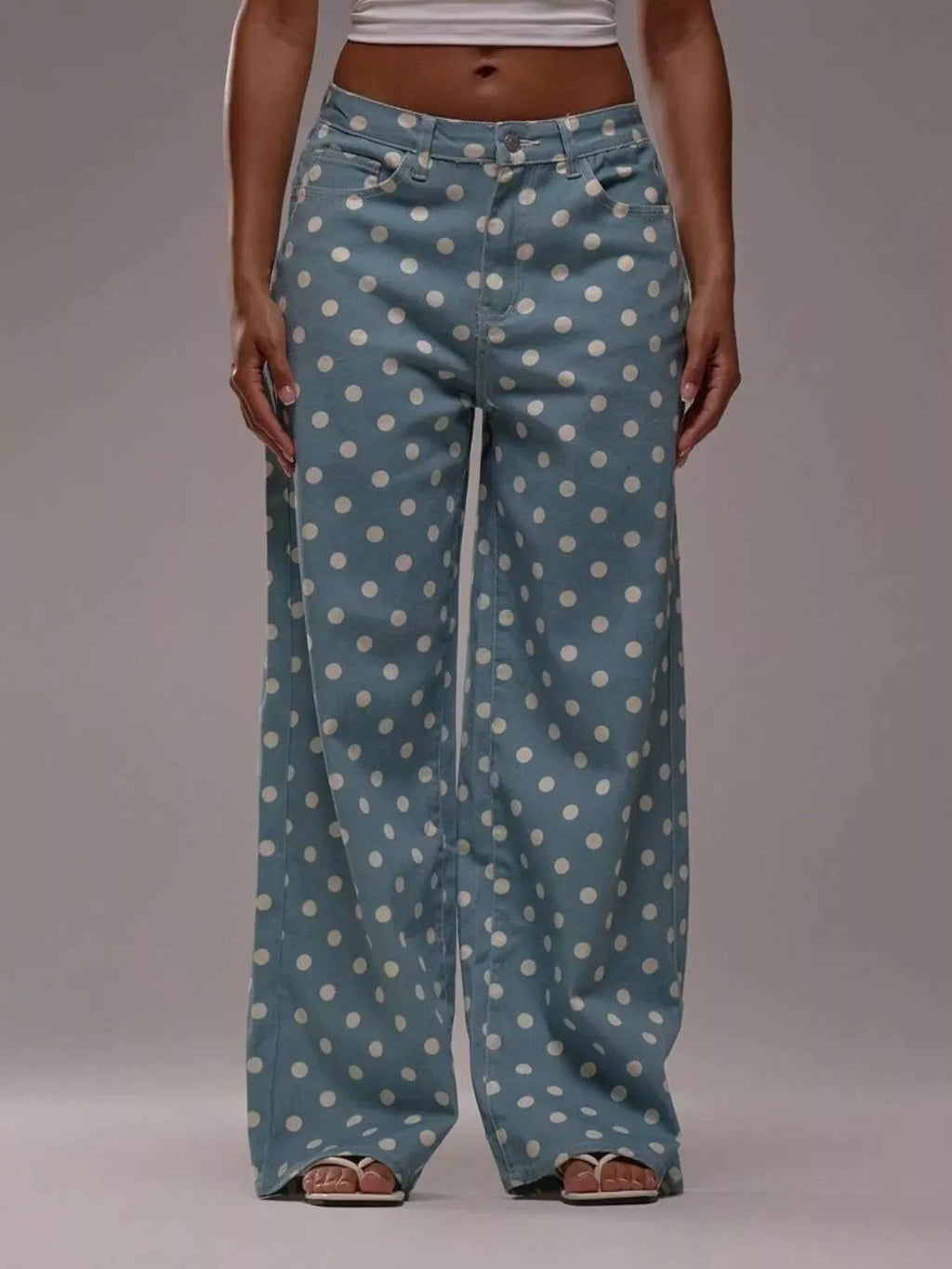 Polka Dot Wide Leg Jeans