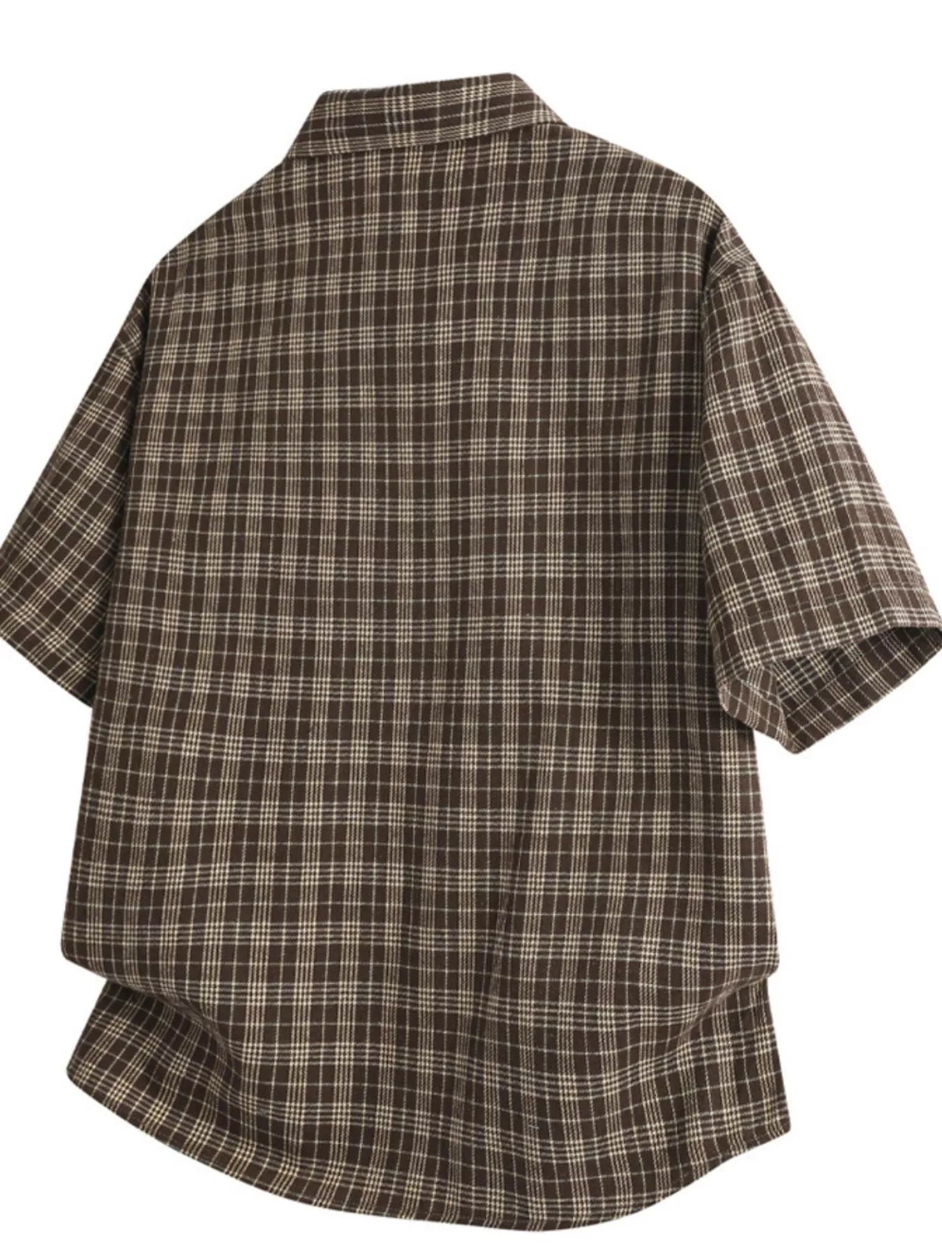 Men's Plus Size Plaid Short Sleeve Shirt