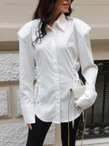 Side Lace Up Button Up Shirt