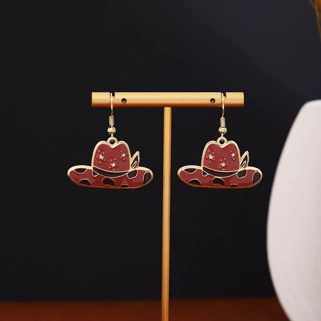 Cowboy Hat & Bottle Dangle Earrings