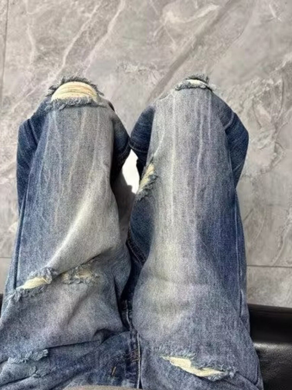 Men's Full Size Distressed Wide Leg Jeans Plus Size