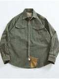 Men's Plus Size Striped Button Up Long Sleeve Shirt