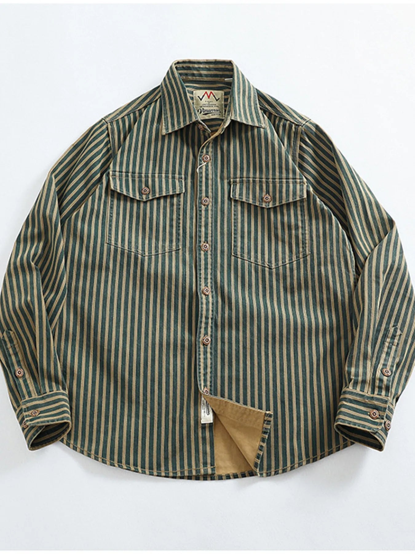 Men's Plus Size Striped Button Up Long Sleeve Shirt