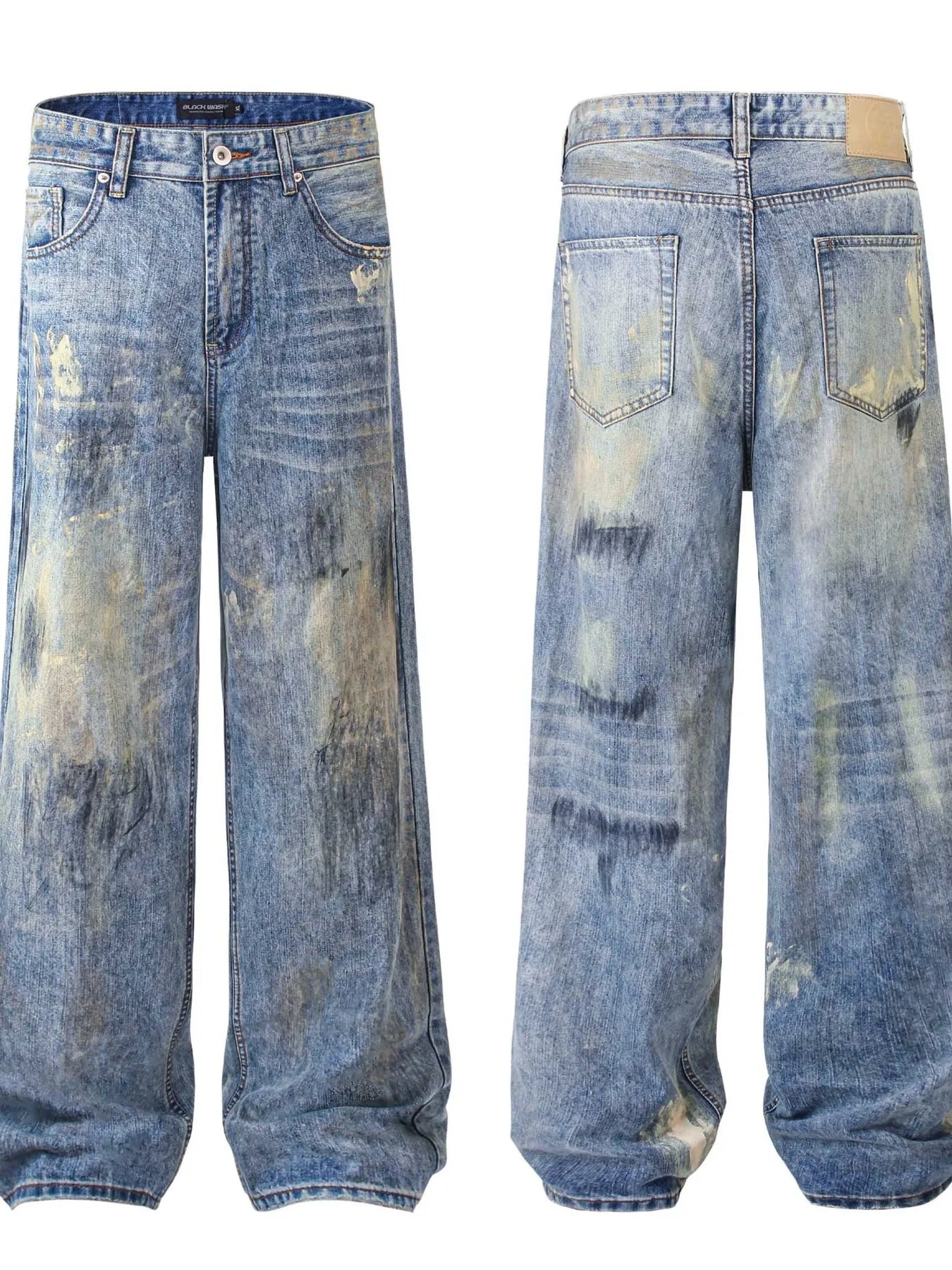 Men's Washed Wide-Leg Baggy Jeans
