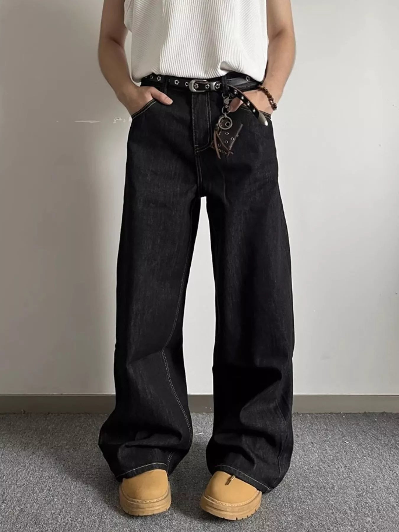 Men's Full Size Wide Leg Wash Jeans Plus Size