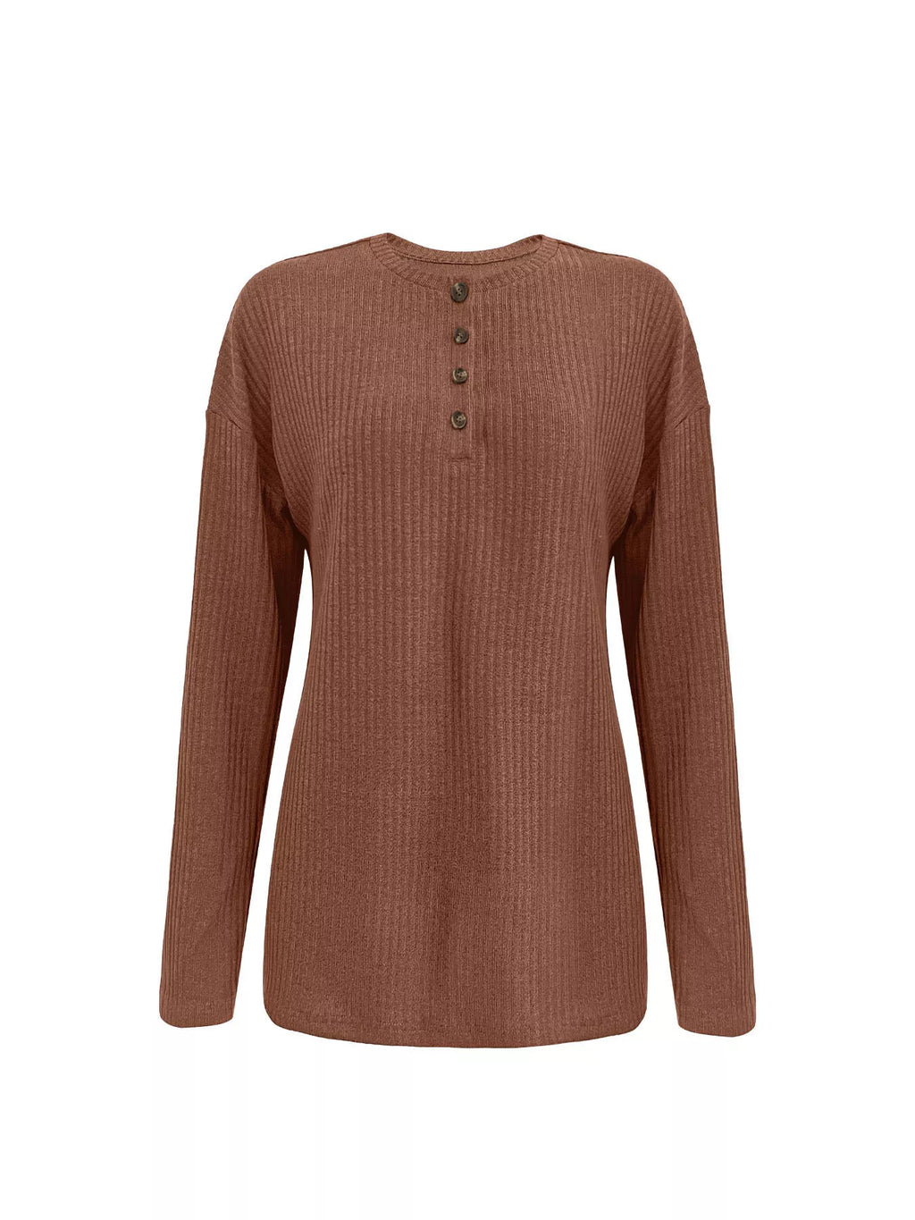 Button-Detail Dropped Shoulder Top
