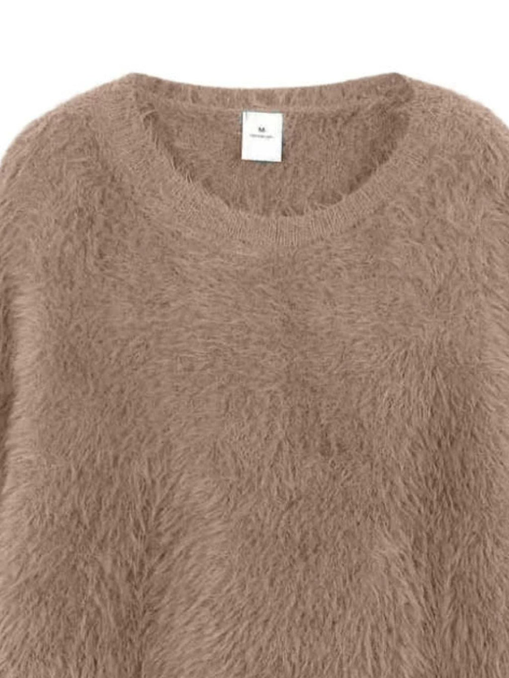 Fuzzy Round Neck Long Sleeve Sweater