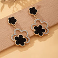 Lucky Clover Dangle Earrings with Rhinestone Accents