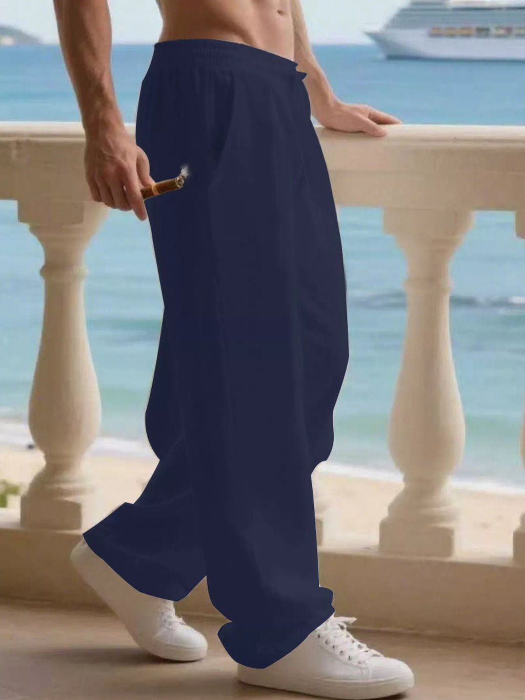Men's Full Size Casual Loose Linen Pants Plus Size