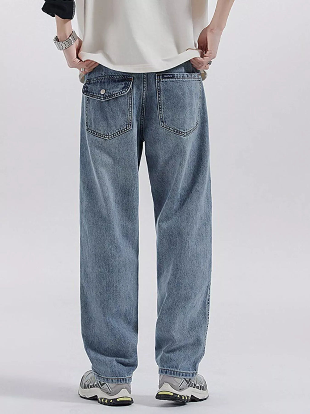Men's Washed Wide Leg Jeans