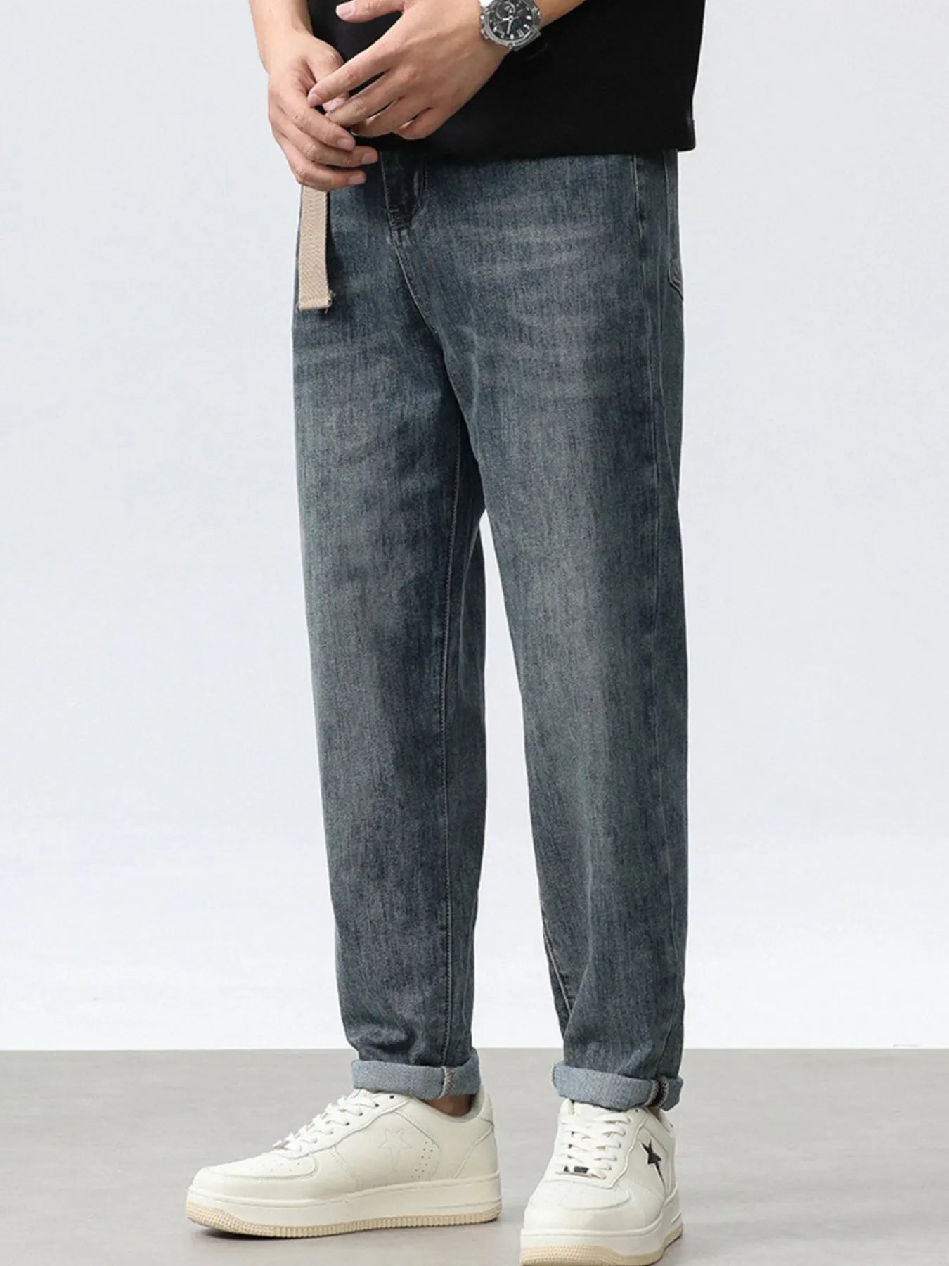 Men's Washed Relaxed Fit Wide Leg Jeans