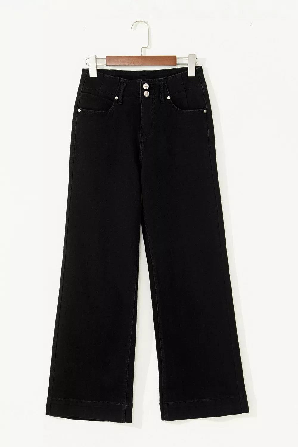 2-Button High Waist Flared Bottom Jeans