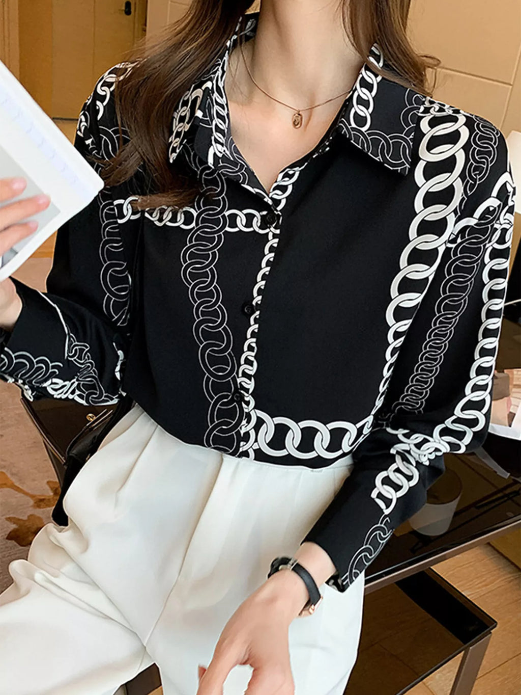 Vintage Print Long Sleeve Shirt