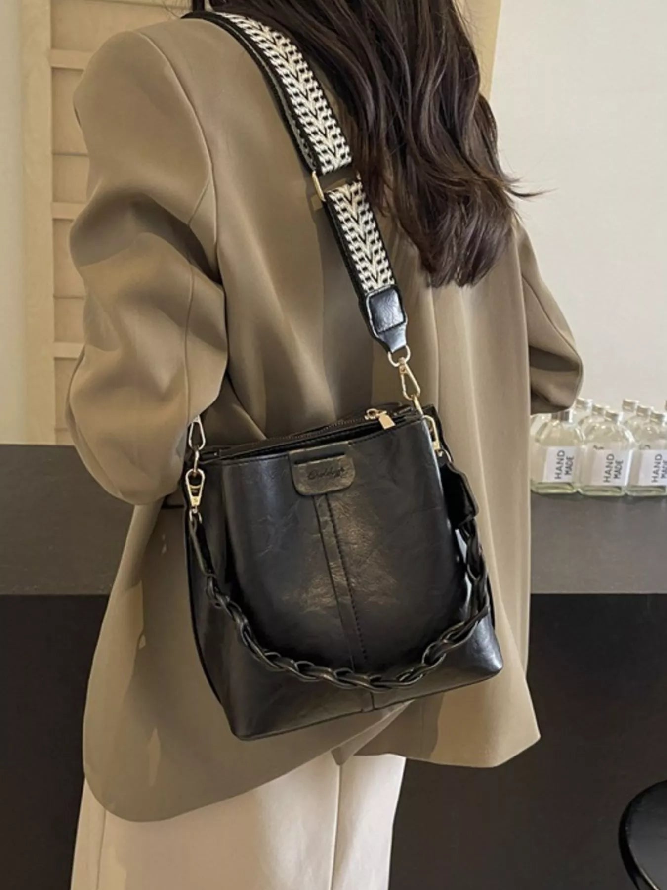 Braided Handle Crossbody Bag