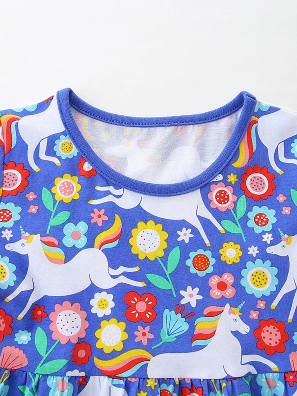Children's Unicorn Floral Print Short Sleeve Dress