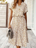 Printed Short Sleeve Midi Dress