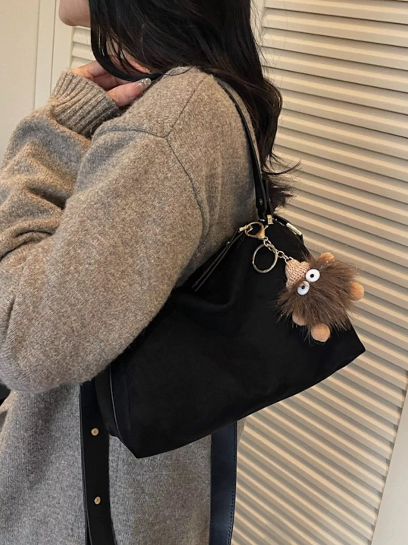 Crossbody Bag with Furry Charm