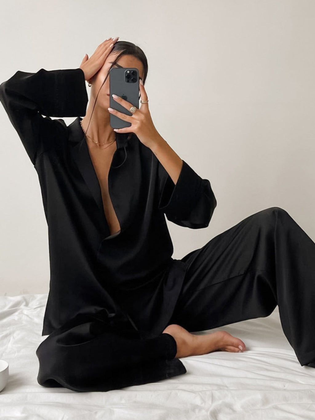 Long Sleeve Top and Wide Leg Pants Lounge Set