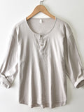 Men's Plus Size Button Detail Long Sleeve Top
