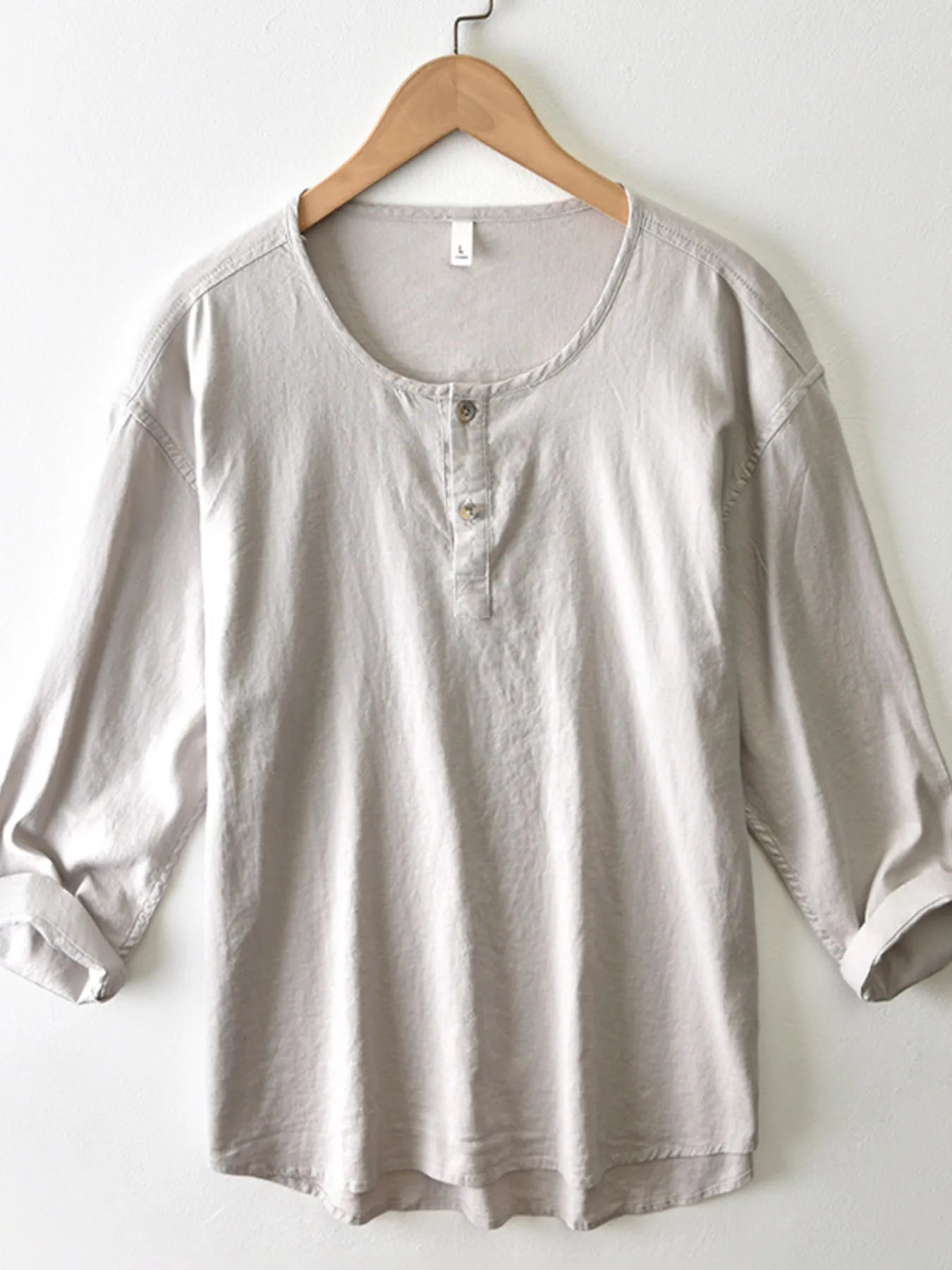 Men's Plus Size Button Detail Long Sleeve Top