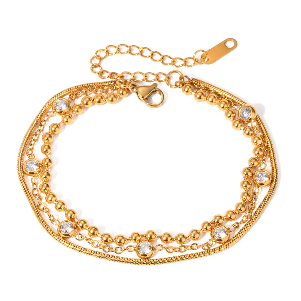 18K Gold-Plated Layered Inlaid Zircon Bracelet