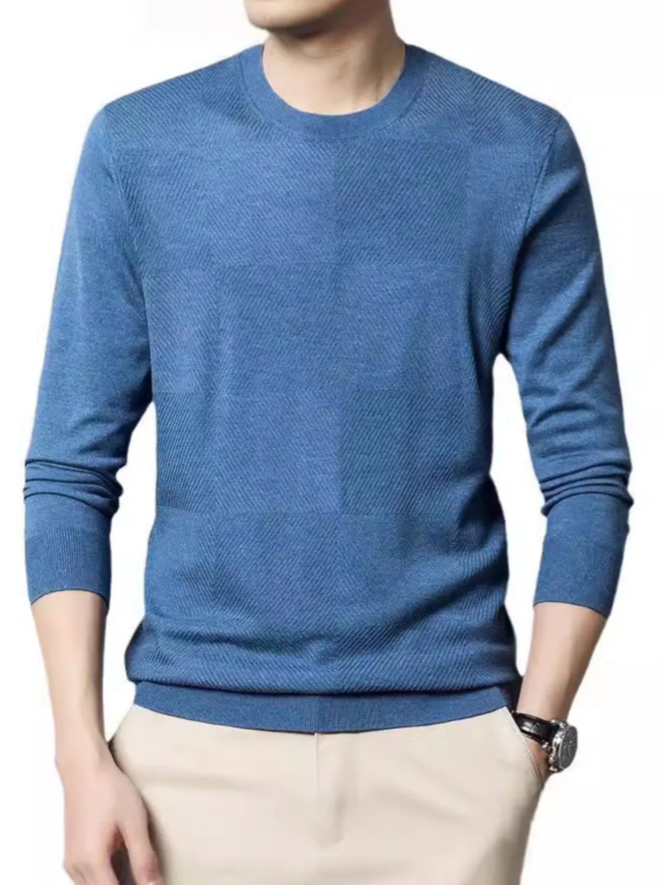 Men's Plus Size Round Neck Long Sleeve Sweater