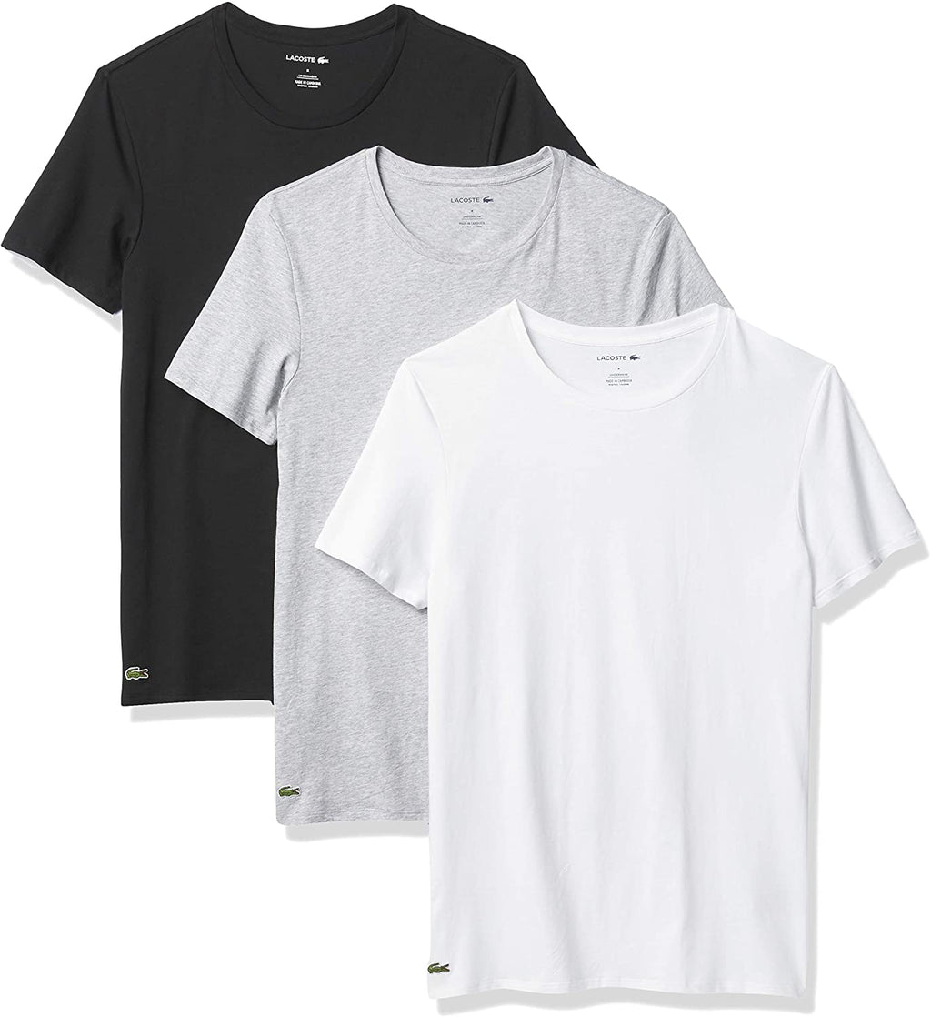 Lacoste Men's Essentials 3 Pack 100% Cotton Regular Fit Crew Neck T-Shirts