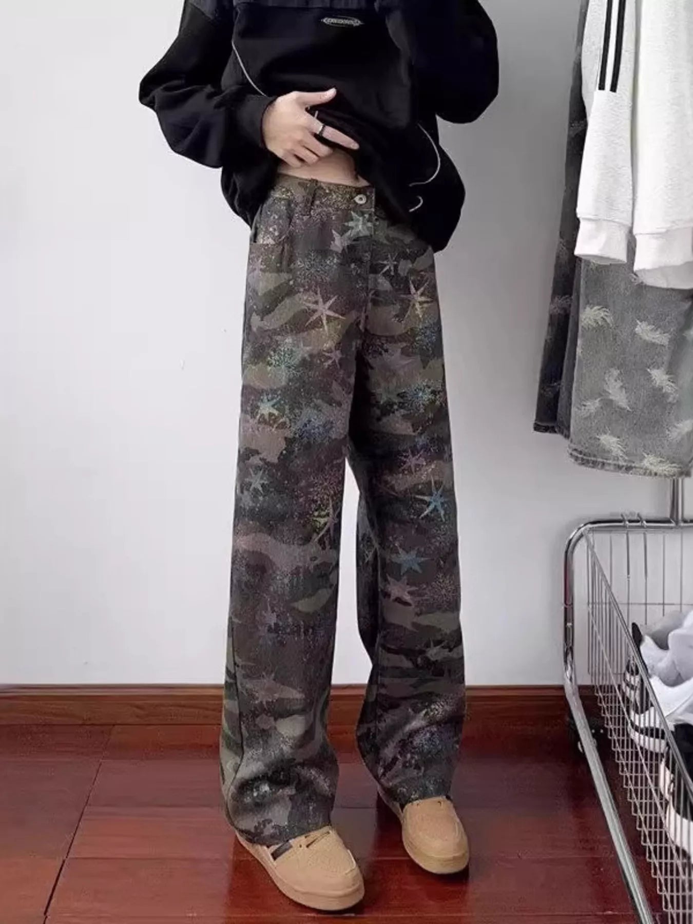 Men's Full Size Camouflage Wide Leg Jeans Plus Size