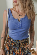 Mineral Wash Ribbed Notch Neck Tank